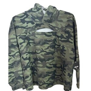 Camo Cutout Hoodie - Olive Green Camouflage